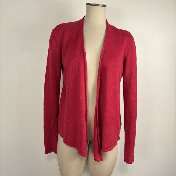Eileen Fisher Womens Size XS Linen Sweater Open Front Cardigan Pink Long Sleeve - Picture 1 of 6